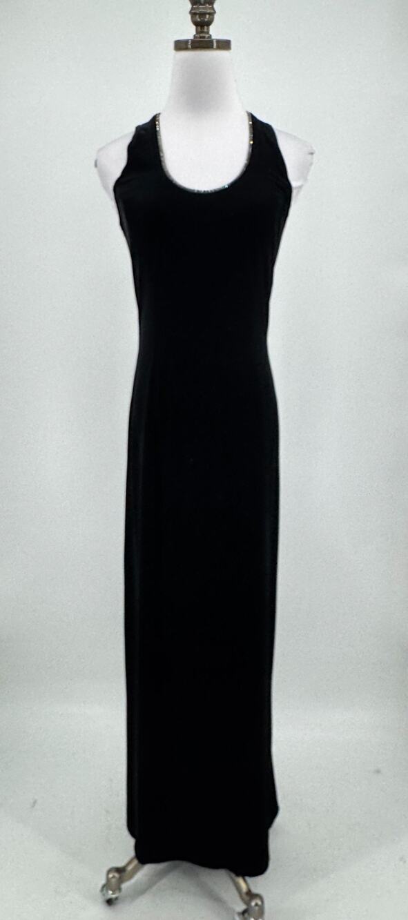 Vintage Jessica McClintock Black Velvet Sleeveless Maxi Column Ball Gown Sz 6
